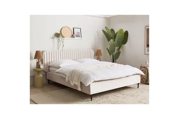 Dubbelsäng Brin med lamellram Beige-Svart, 160x200 cm - Beige-Svart, 160x200 cm - Möbler - Sovrum - Sängram & sängstomme