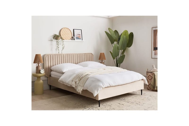 Dubbelsäng Brin med lamellram Taupe-Svart, 140x200 cm - Taupe-Svart, 140x200 cm - Möbler - Sovrum - Sängram & sängstomme