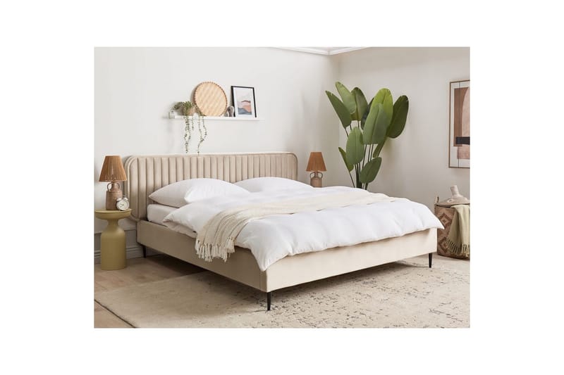 Dubbelsäng Brin med lamellram Taupe-Svart, 180x200 cm - Taupe-Svart, 180x200 cm - Möbler - Sovrum - Sängram & sängstomme