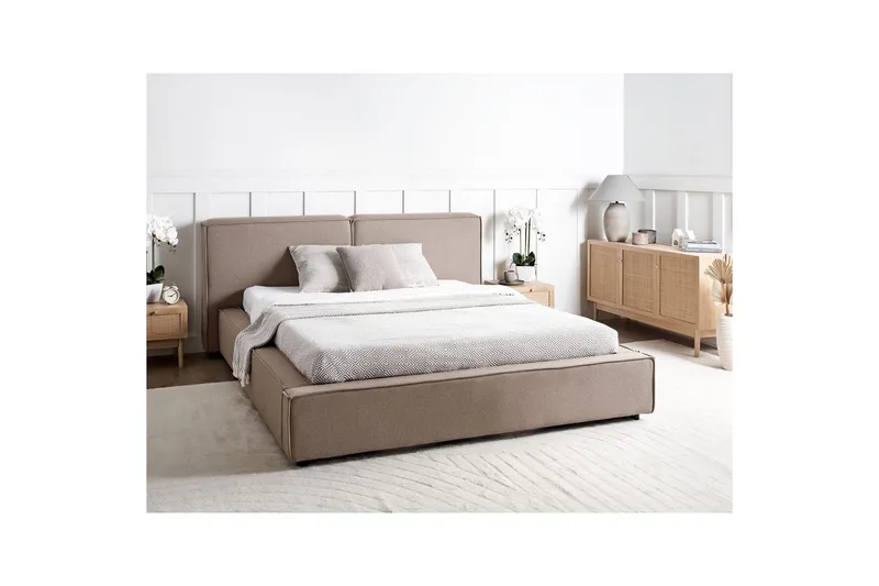 Dubbelsäng Linards med lamellram Brun-Svart, 160x200 cm - Brun-Svart, 160x200 cm - Möbler - Sovrum - Sängram & sängstomme