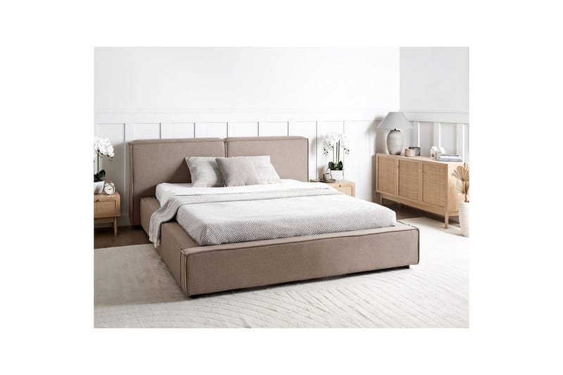 Dubbelsäng Linards med lamellram Brun-Svart, 160x200 cm - Brun-Svart, 160x200 cm - Möbler - Sovrum - Sängram & sängstomme