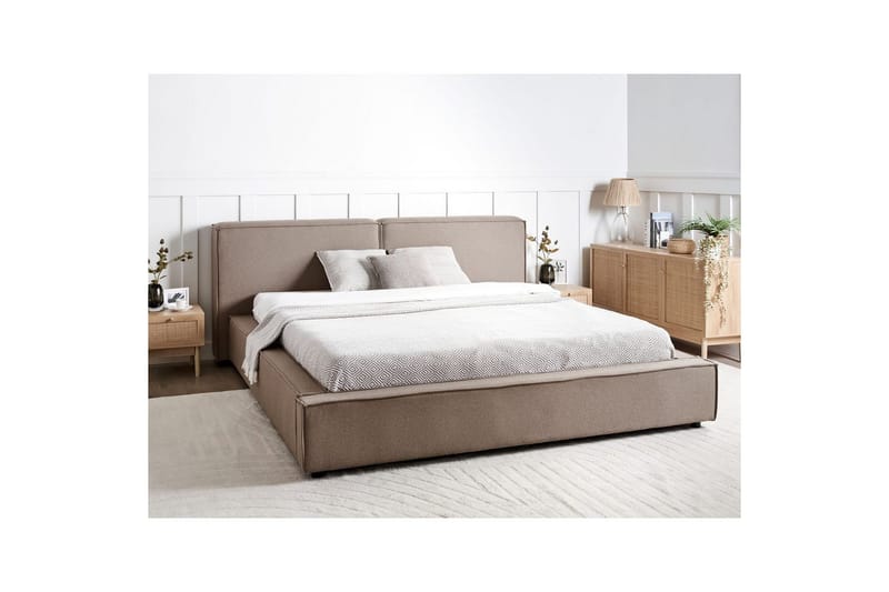 Dubbelsäng Linards med lamellram Brun-Svart, 180x200 cm - Brun-Svart, 180x200 cm - Möbler - Sovrum - Sängram & sängstomme