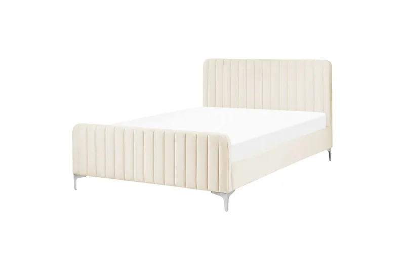 Dubbelsäng Lunan med lamellram Beige-Silver, 140x200 cm, Beige-Silver, 140x200 cm