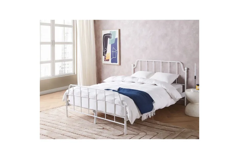 Dubbelsäng Mauressac med lamellram Vit, 140x200 cm - Vit, 140x200 cm - Möbler - Sovrum - Sängram & sängstomme