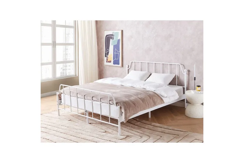 Dubbelsäng Mauressac med lamellram Vit, 160x200 cm - Vit, 160x200 cm - Möbler - Sovrum - Sängram & sängstomme