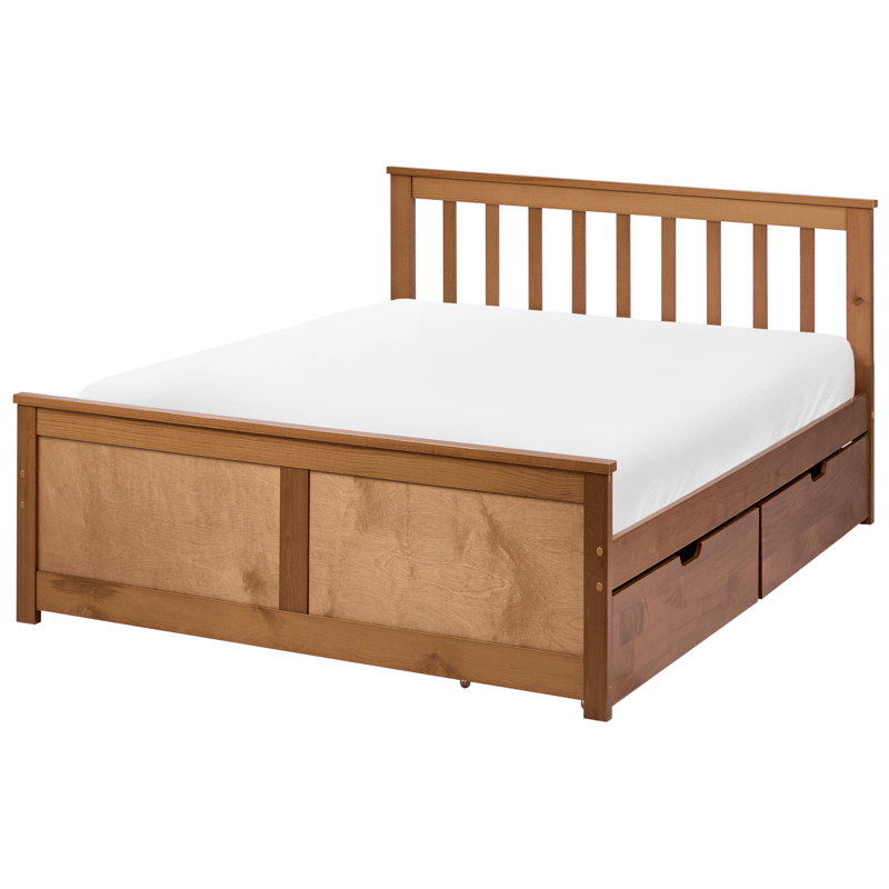 Dubbelsäng med 2 lådor Olendon 120x200 - Brun - Möbler - Sovrum - Sängram & sängstomme