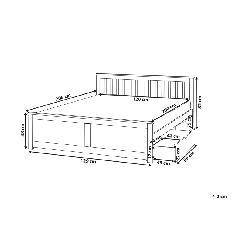 Dubbelsäng med 2 lådor Olendon 120x200 - Brun - Möbler - Sovrum - Sängram & sängstomme