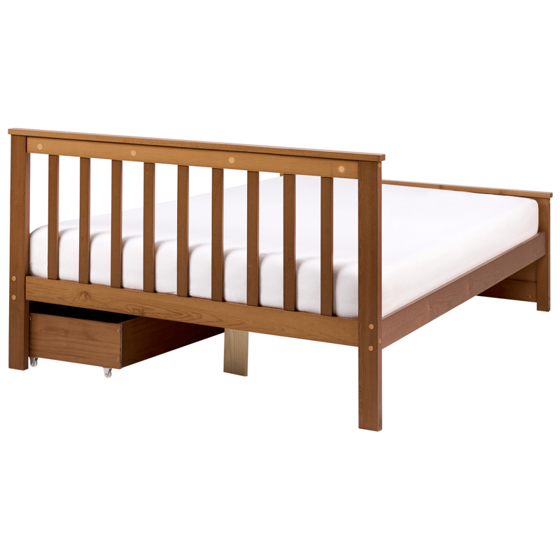 Dubbelsäng med 2 lådor Olendon 120x200 - Brun - Möbler - Sovrum - Sängram & sängstomme