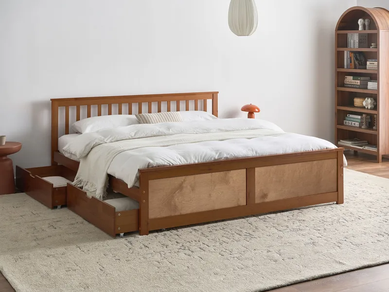 Dubbelsäng med 2 lådor Olendon 180x200 - Brun - Möbler - Sovrum - Sängram & sängstomme