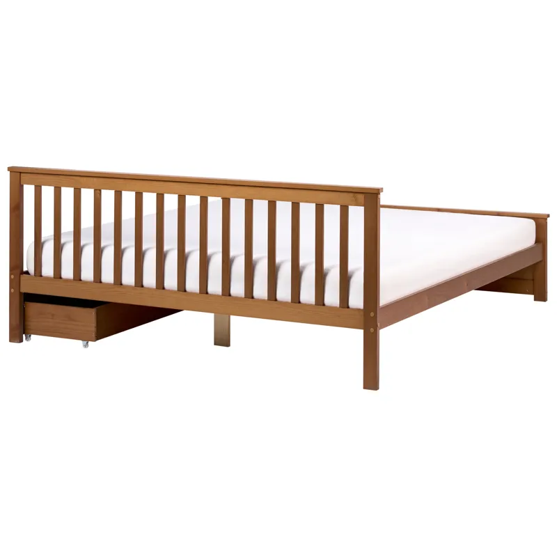 Dubbelsäng med 2 lådor Olendon 180x200 - Brun - Möbler - Sovrum - Sängram & sängstomme
