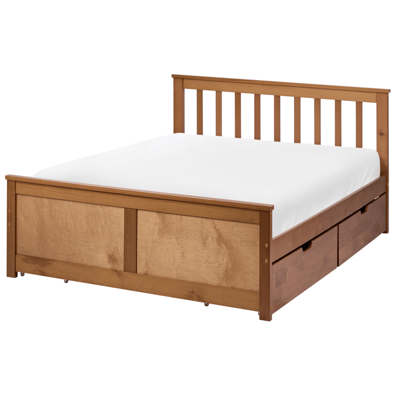 Dubbelsäng med 4 lådor Olendon 120x200 - Brun - Möbler - Sovrum - Sängram & sängstomme