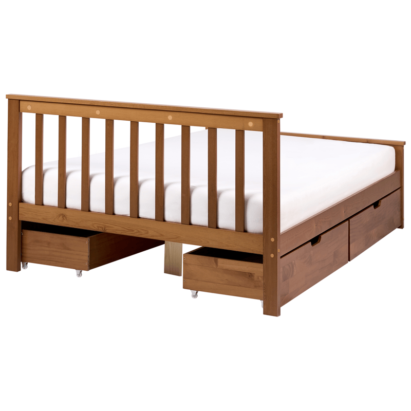 Dubbelsäng med 4 lådor Olendon 120x200 - Brun - Möbler - Sovrum - Sängram & sängstomme