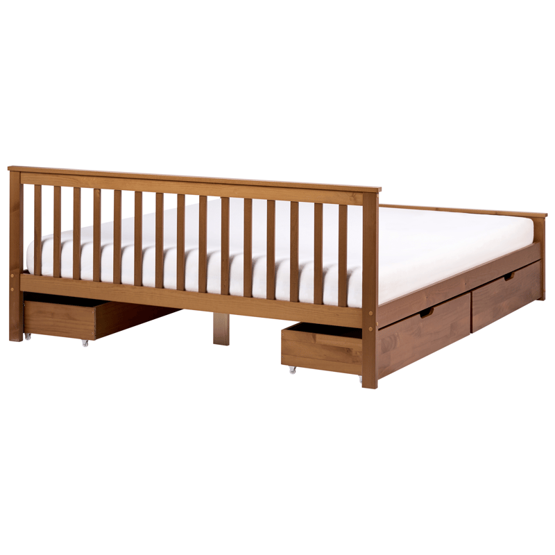 Dubbelsäng med 4 lådor Olendon 180x200 - Brun - Möbler - Sovrum - Sängram & sängstomme