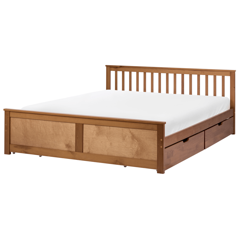 Dubbelsäng med 4 lådor Olendon 180x200 - Brun - Möbler - Sovrum - Sängram & sängstomme