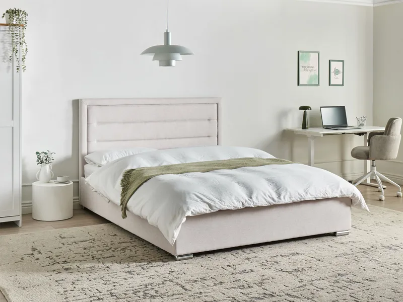 Dubbelsäng med förvaring Rouen 160x200 cm - Ljusbeige - Möbler - Sovrum - Sängram & sängstomme