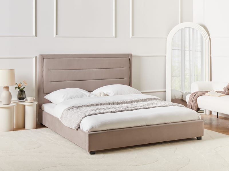 Dubbelsäng med lamellram Rouen 160x200 cm - Taupe - Möbler - Sovrum - Sängram & sängstomme