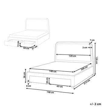 Dubbelsäng Sardent 140x200 - Off-White - Möbler - Sovrum - Sängram & sängstomme