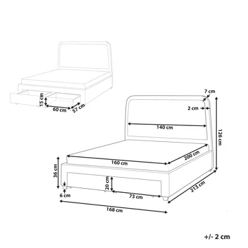 Dubbelsäng Sardent 160x200 - Off-white - Möbler - Sovrum - Sängram & sängstomme