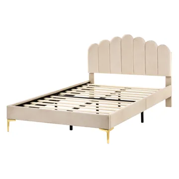 Dubbelsäng Sauvian 120x200 cm - Beige - Möbler - Sovrum - Sängram & sängstomme