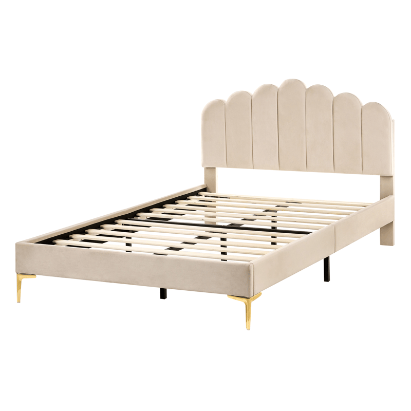 Dubbelsäng Sauvian 120x200 cm - Beige - Möbler - Sovrum - Sängram & sängstomme