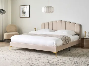 Dubbelsäng Sauvian 180x200 cm - Beige - Möbler - Sovrum - Sängram & sängstomme