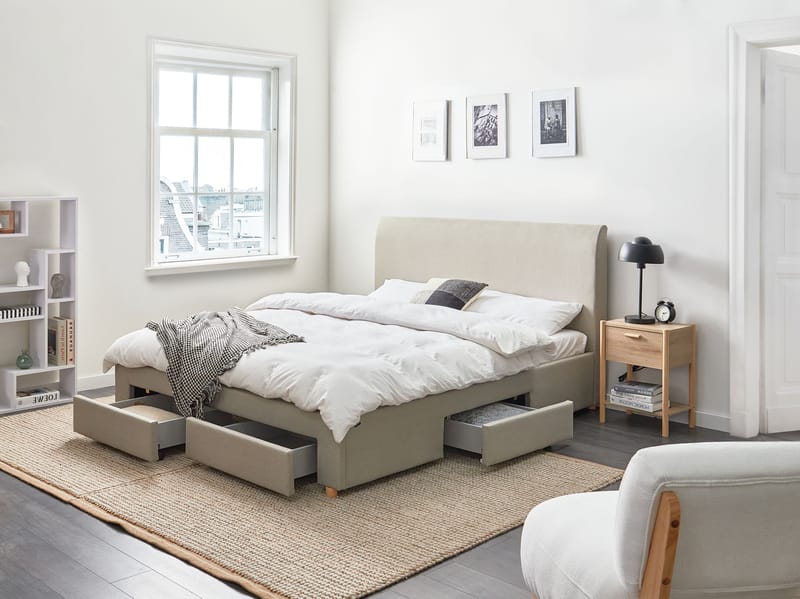 Dubbelsäng Soutrin 160x200 cm - Beige - Möbler - Sovrum - Sängram & sängstomme