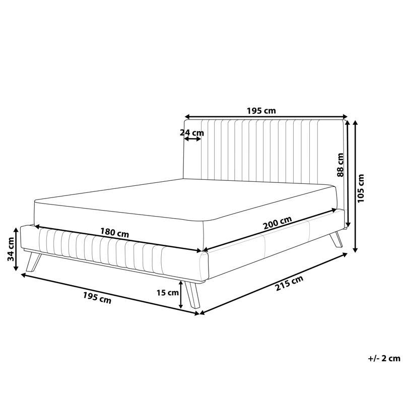 Dubbelsäng Talence 180x200 - Ljusgrå - Möbler - Sovrum - Sängram & sängstomme