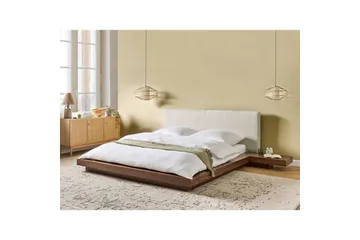 Dubbelsäng Zen med lamellram Brun-Vit, 160x200 cm - Brun-Vit, 160x200 cm - Möbler - Sovrum - Sängram & sängstomme