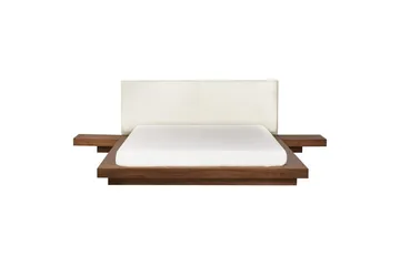 Dubbelsäng Zen med lamellram Brun-Vit, 160x200 cm - Brun-Vit, 160x200 cm - Möbler - Sovrum - Sängram & sängstomme