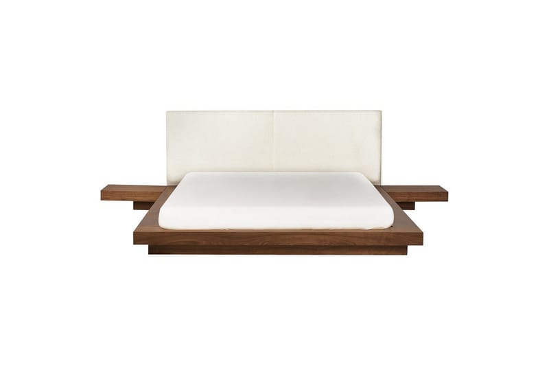 Dubbelsäng Zen med lamellram Brun-Vit, 160x200 cm - Brun-Vit, 160x200 cm - Möbler - Sovrum - Sängram & sängstomme