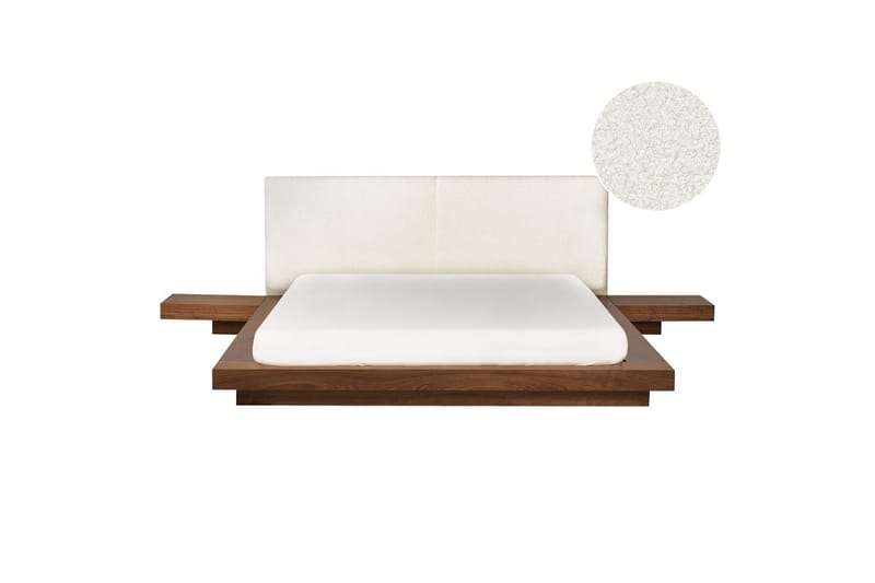 Dubbelsäng Zen med lamellram Brun-Vit, 160x200 cm, Brun-Vit, 160x200 cm