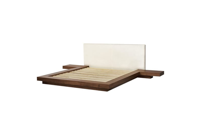 Dubbelsäng Zen med lamellram Brun-Vit, 160x200 cm - Brun-Vit, 160x200 cm - Möbler - Sovrum - Sängram & sängstomme