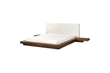 Dubbelsäng Zen med lamellram Brun-Vit, 160x200 cm - Brun-Vit, 160x200 cm - Möbler - Sovrum - Sängram & sängstomme