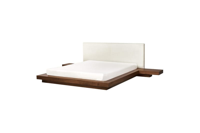 Dubbelsäng Zen med lamellram Brun-Vit, 160x200 cm - Brun-Vit, 160x200 cm - Möbler - Sovrum - Sängram & sängstomme