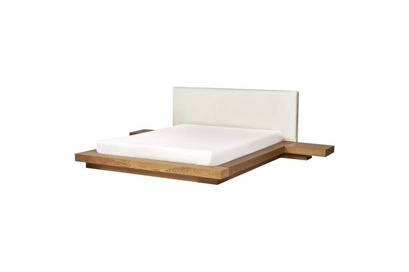 Dubbelsäng Zen med lamellram Ljus Trä-Vit, 160x200 cm - Ljus Trä-Vit, 160x200 cm - Möbler - Sovrum - Sängram & sängstomme