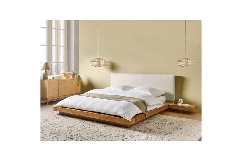 Dubbelsäng Zen med lamellram Ljus Trä-Vit, 160x200 cm - Ljus Trä-Vit, 160x200 cm - Möbler - Sovrum - Sängram & sängstomme