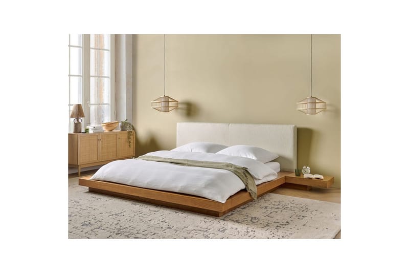 Dubbelsäng Zen med lamellram Ljus Trä-Vit, 180x200 cm - Ljus Trä-Vit, 180x200 cm - Möbler - Sovrum - Sängram & sängstomme