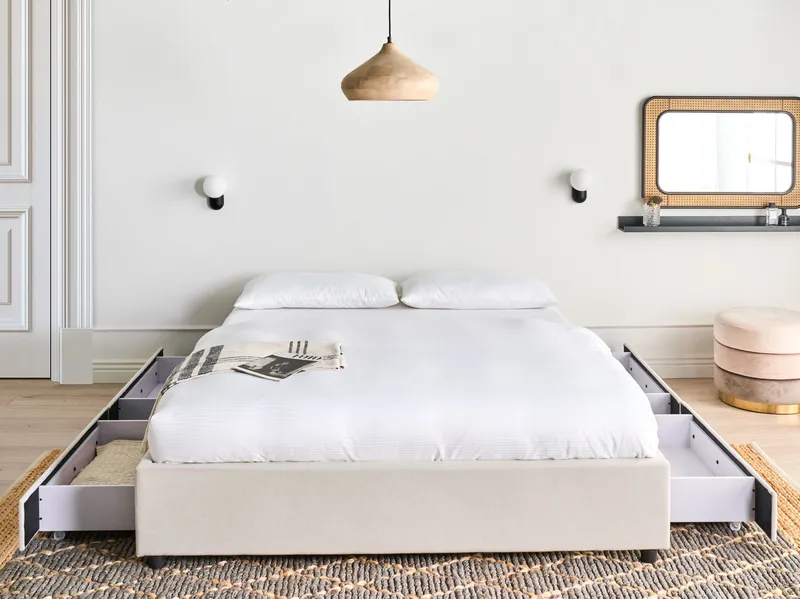 Dubbelsäng Prades 160x200 cm - Ljusbeige - Möbler - Sovrum - Sängram & sängstomme