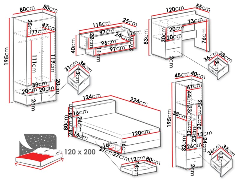 Edson Möbelset för Sovrum - Möbler - Sovrum - Möbelset för sovrum