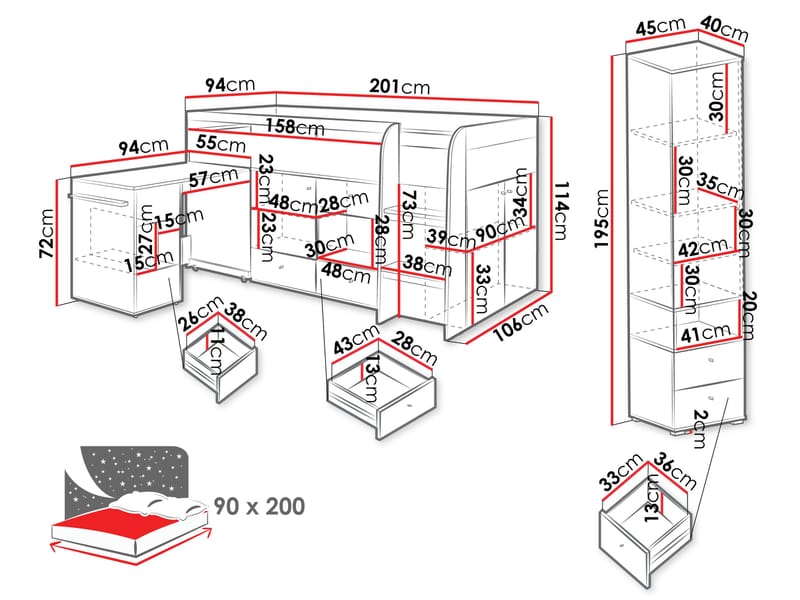Edson Möbelset för Sovrum - Möbler - Sovrum - Möbelset för sovrum