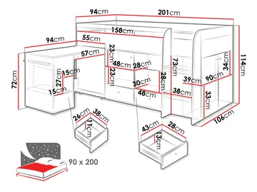 Edson Våningssäng 90x200 cm - Möbler - Sovrum - Sängram & sängstomme
