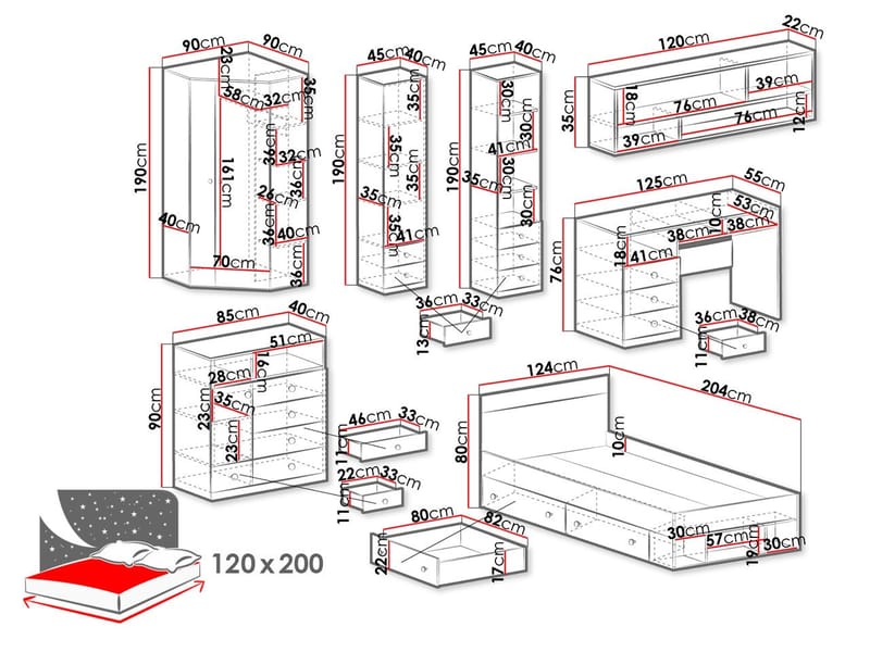 Elvaren Möbelset för Sovrum - Möbler - Sovrum - Möbelset för sovrum