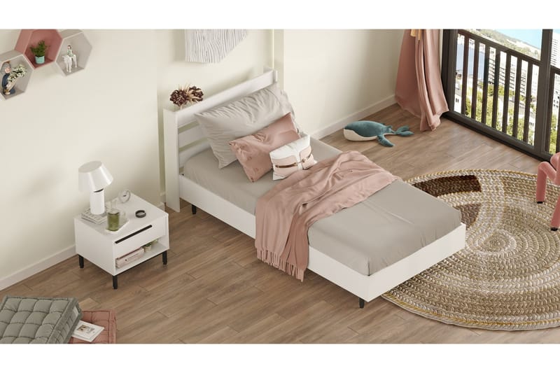 Erhan Sängbord 205,6 cm - Vit - Möbler - Sovrum - Sängbord