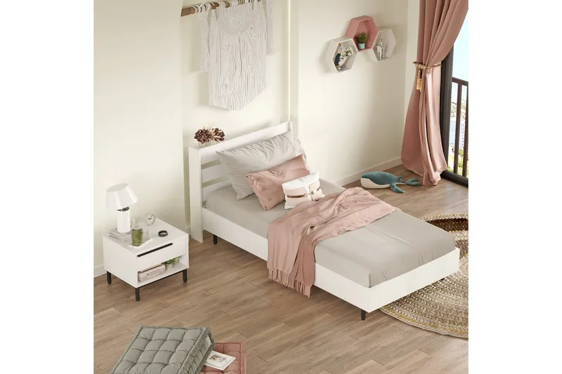 Erhan Sängbord 205,6 cm - Vit - Möbler - Sovrum - Sängbord