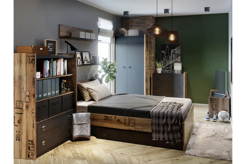 Evorana Möbelset För Sovrum - Brun/Mörkgrå - Möbler - Sovrum - Möbelset för sovrum