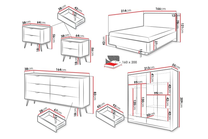 Forba Möbelset För Sovrum - Beige - Möbler - Sovrum - Möbelset för sovrum