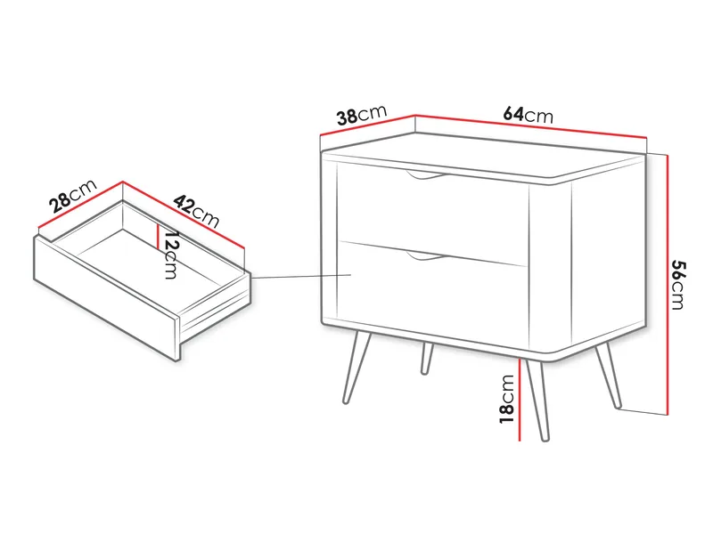 Forba Sängbord 64 cm - vit - Möbler - Sovrum - Sängbord