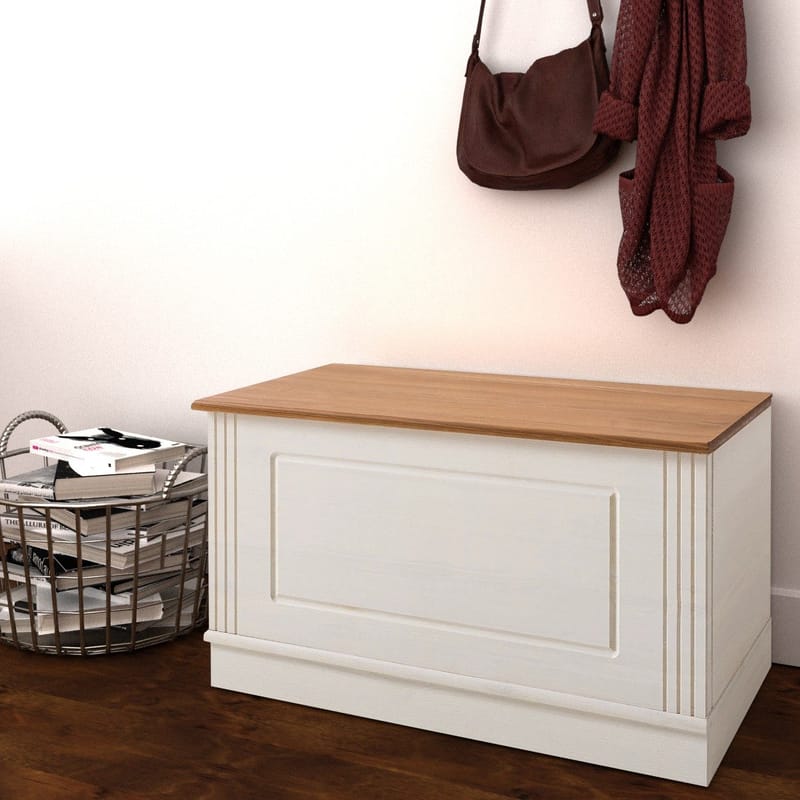 Anita Förvaringskista 80 cm, Vit/Honung