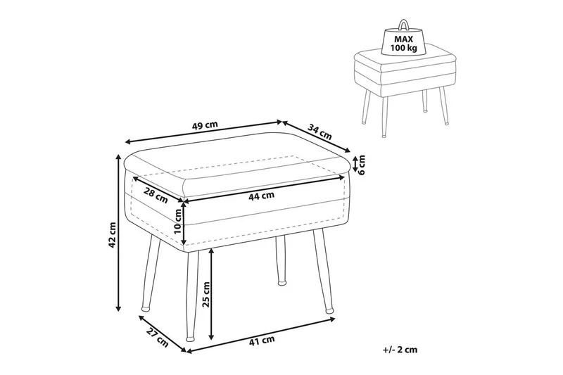 Förvaringsbänk Odessa Beige/guld - Beige/guld - Möbler - Sovrum - Förvaring sovrum - Sängkista
