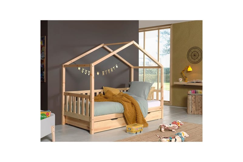 Hussäng med låda Dallas 90x200 cm Naturlig, Med staket - Naturlig, Med staket - Möbler - Sovrum - Förvaring sovrum - Sänglåda